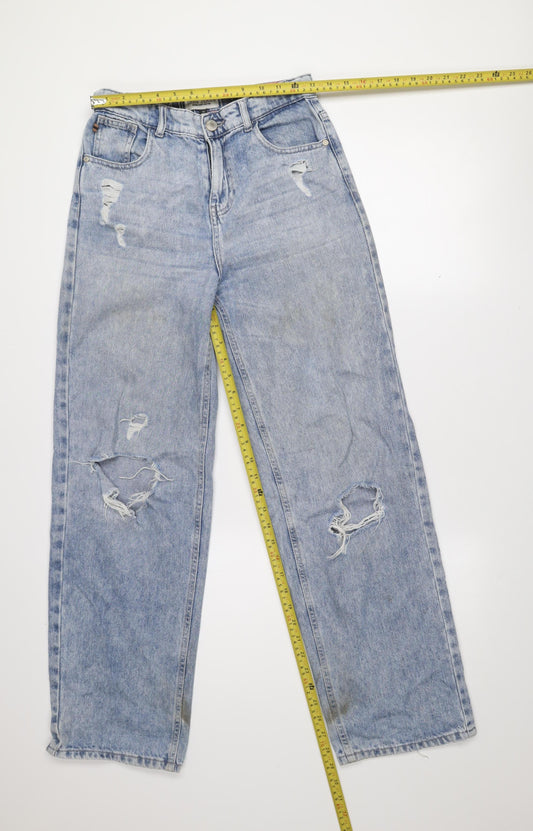 CARS JEANS Women's Blue Distressed Straight Denim Jeans Size 13 Slim