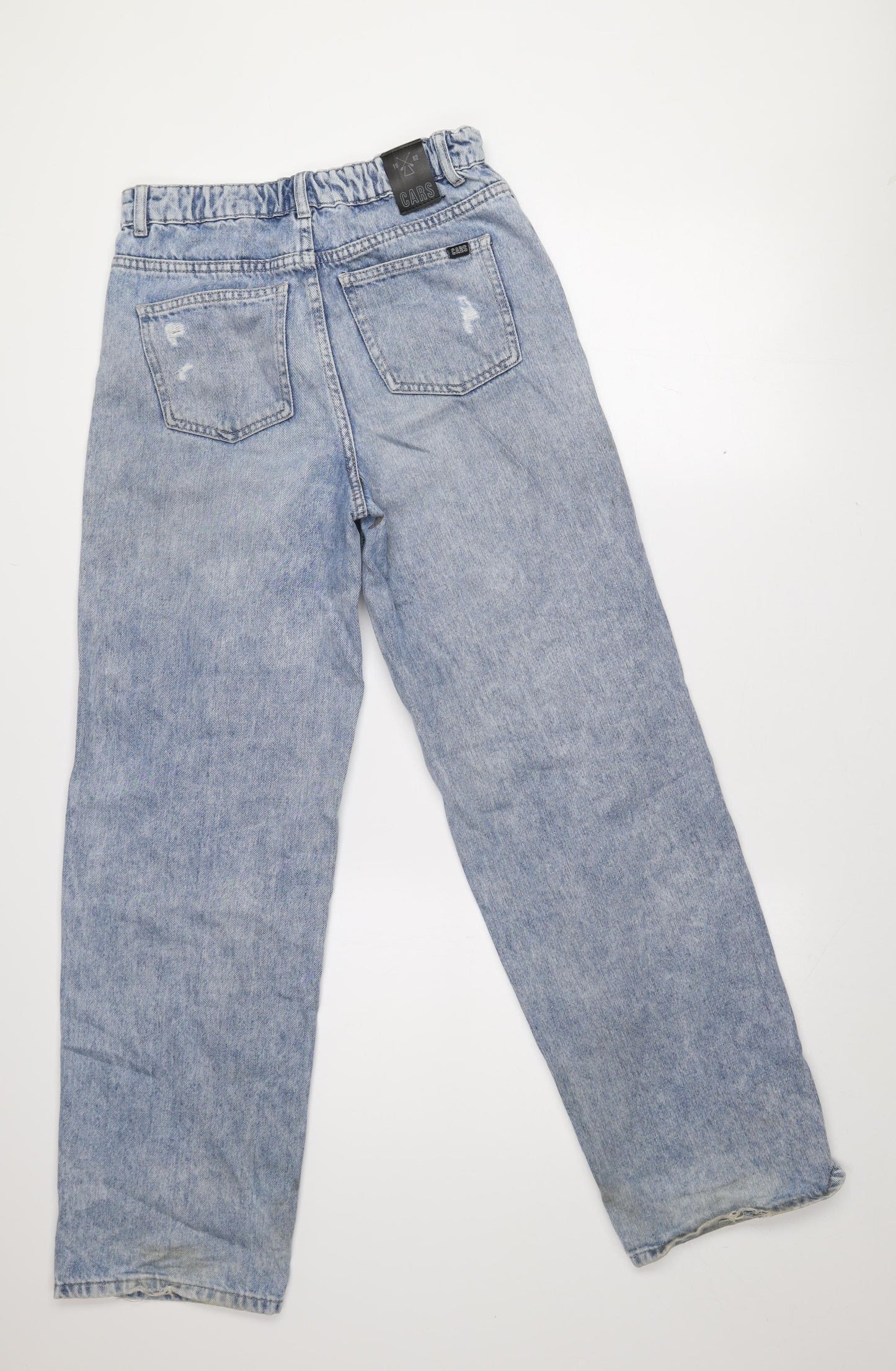 CARS JEANS Women's Blue Distressed Straight Denim Jeans Size 13 Slim