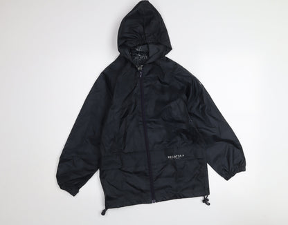 Regatta Boys Black Waterproof Hooded Rain Coat Jacket 7-8 Years