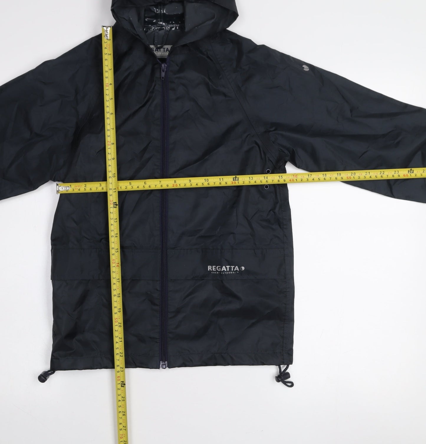 Regatta Boys Black Waterproof Hooded Rain Coat Jacket 7-8 Years