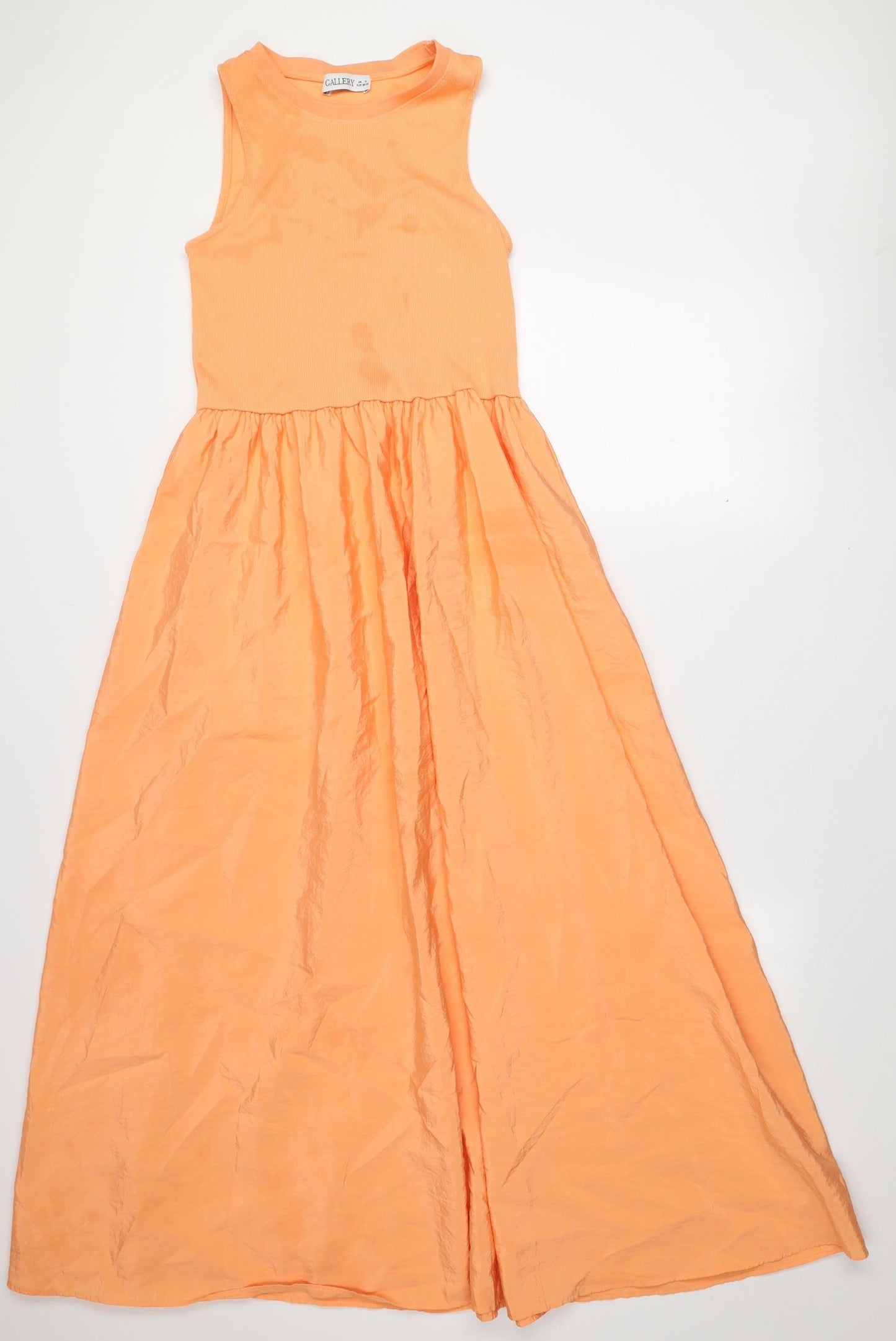 Gallery Women Orange Sleeveless Long Tank Dress Size S