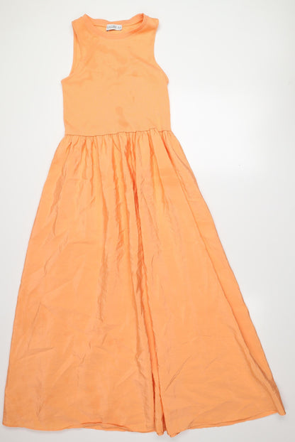 Gallery Women Orange Sleeveless Long Tank Dress Size S
