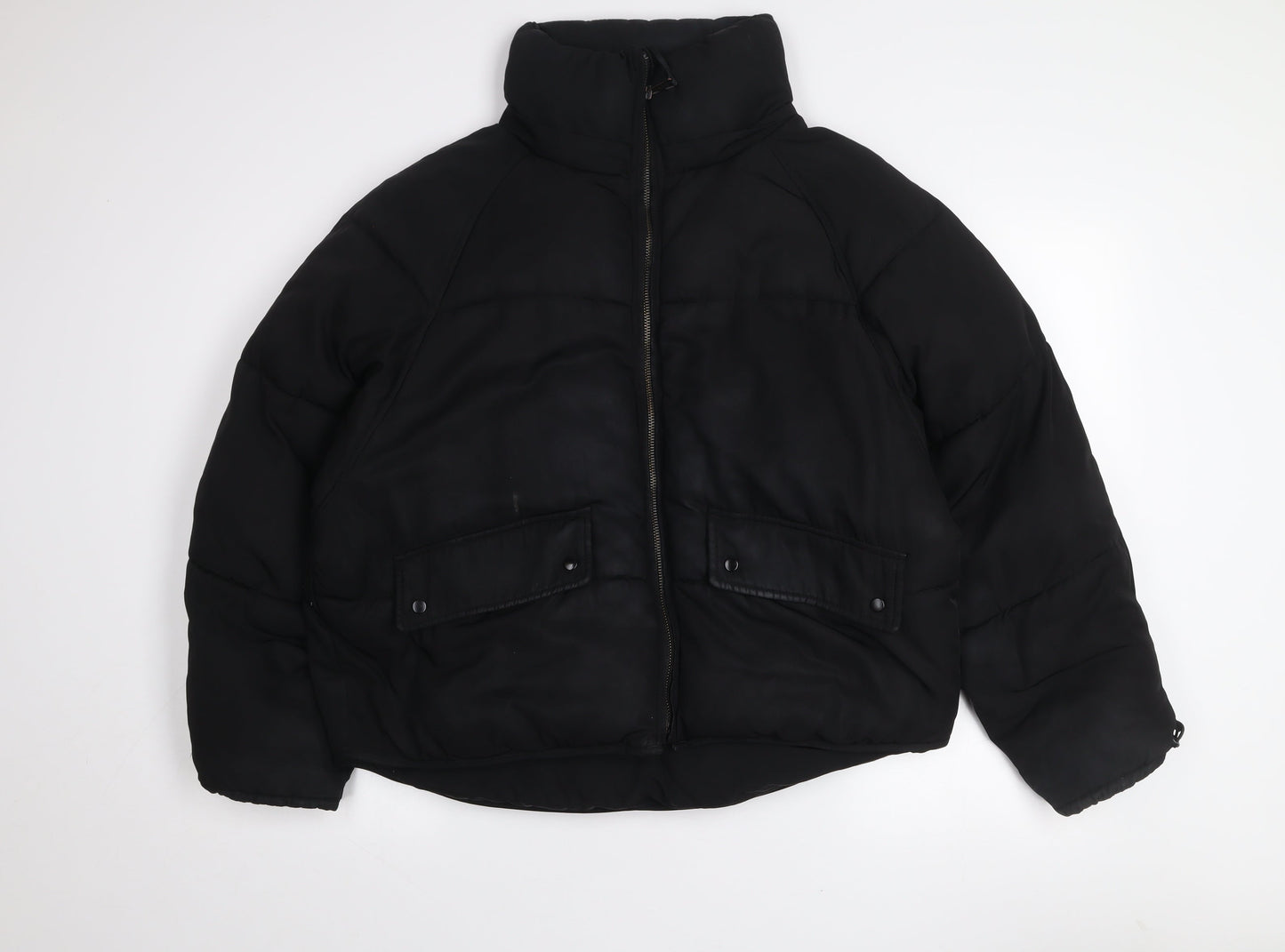 TRF Womens Black S Puffer Jacket Full Zip Quilted Winter Coat