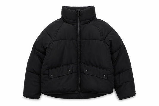 TRF Womens Black S Puffer Jacket Full Zip Quilted Winter Coat