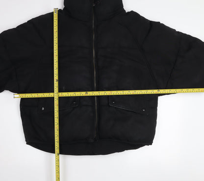 TRF Womens Black S Puffer Jacket Full Zip Quilted Winter Coat