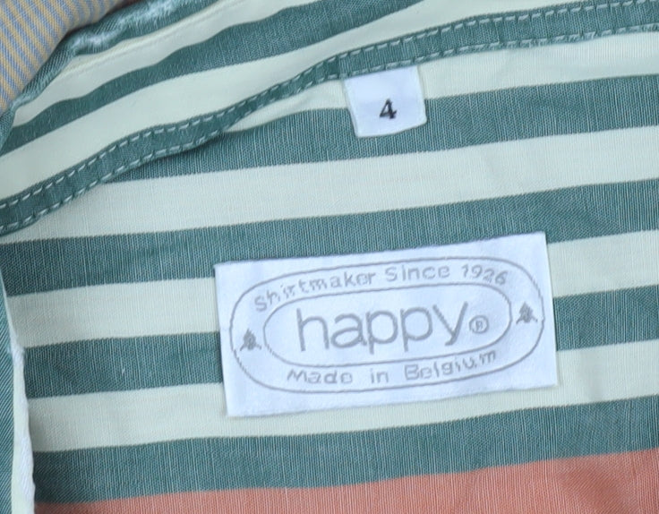 Happy Men’s Multicoloured Striped Cotton Button-Up Shirt Size L