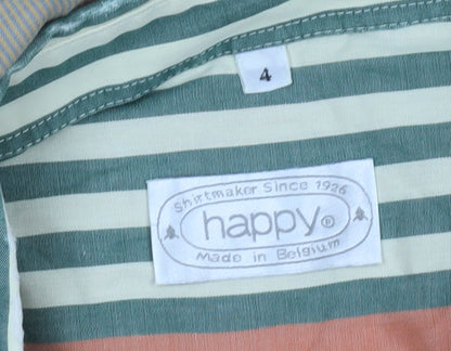 Happy Men’s Multicoloured Striped Cotton Button-Up Shirt Size L