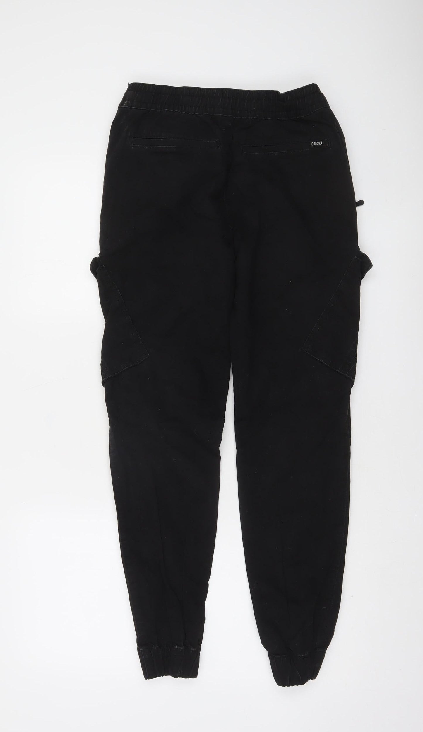 Diesel Men’s Black Cargo Trousers S Regular Fit Cotton Blend