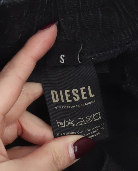 Diesel Men’s Black Cargo Trousers S Regular Fit Cotton Blend