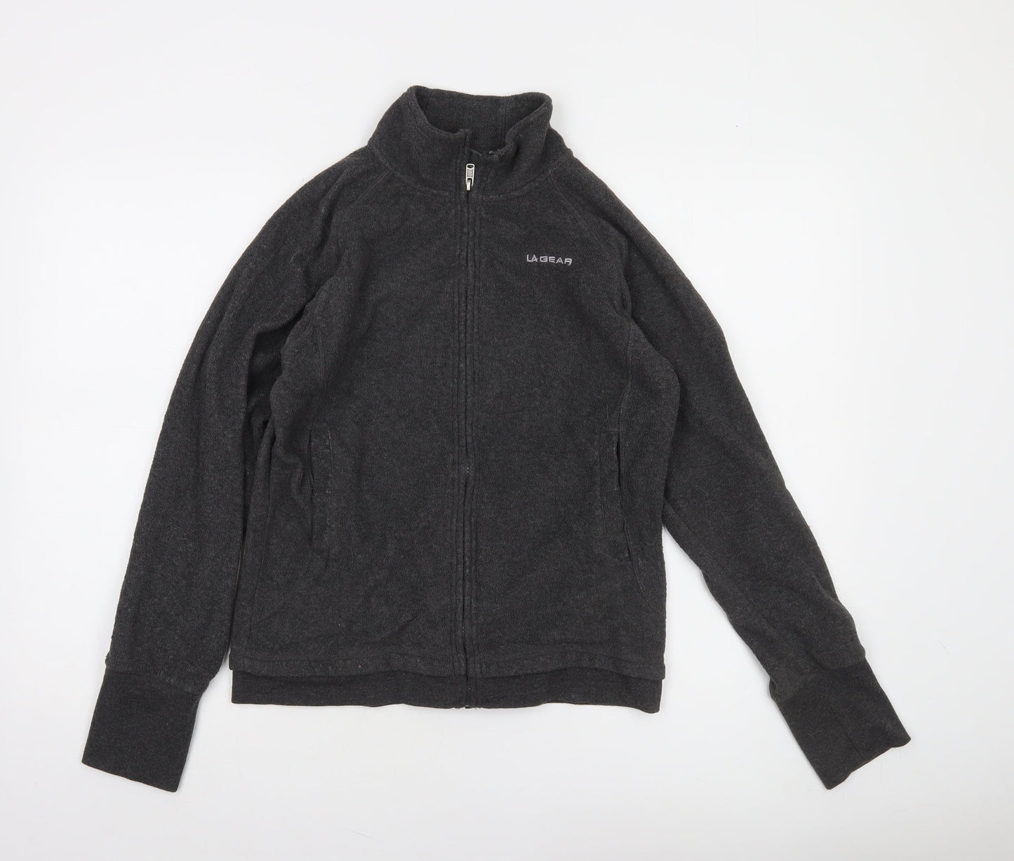 LA Gear Womens Black Fleece Full Zip Jacket Size 10