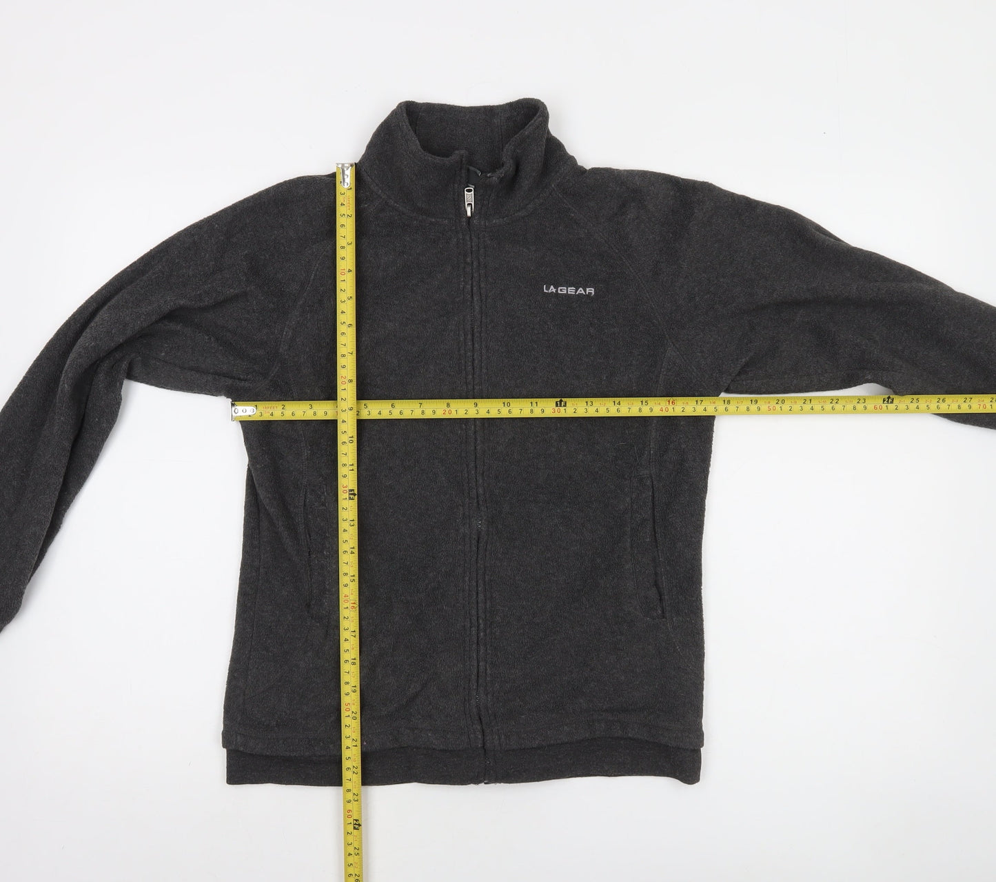 LA Gear Womens Black Fleece Full Zip Jacket Size 10