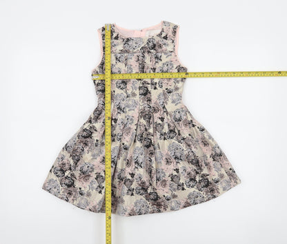 Camilla Girls Beige Floral Sleeveless Fit & Flare Dress Size 5-6 Years
