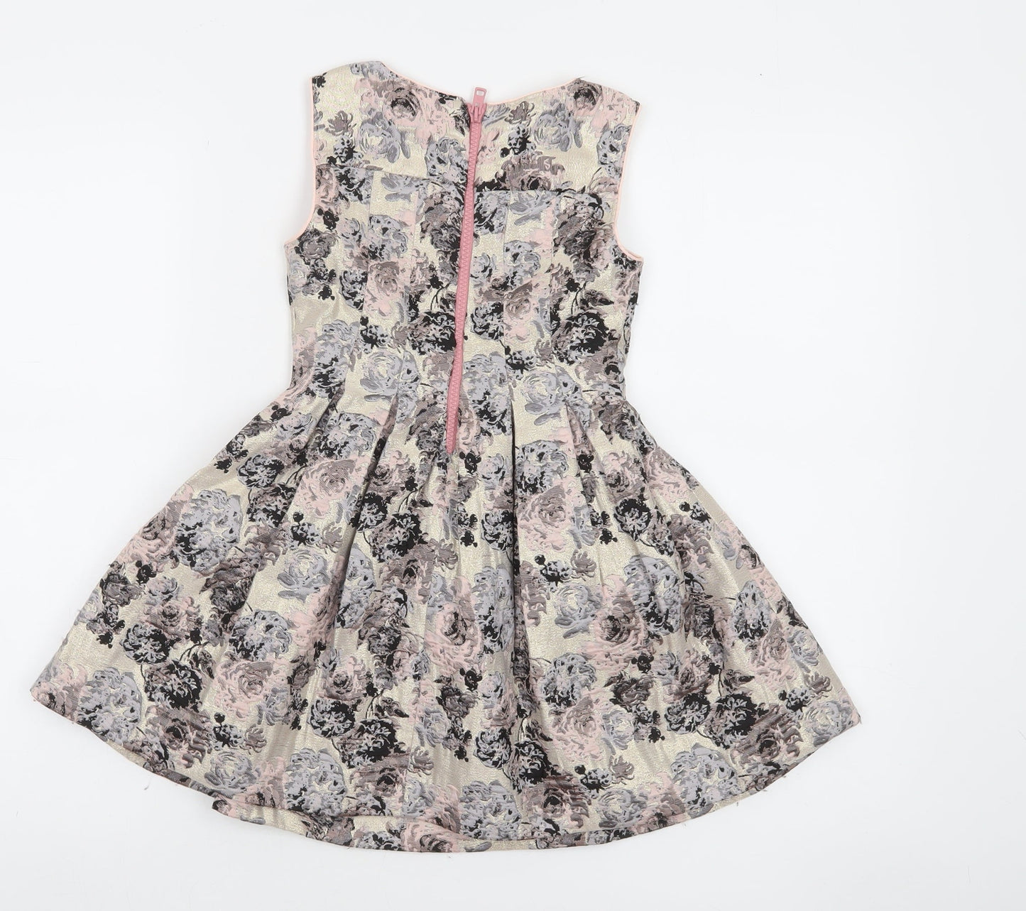 Camilla Girls Beige Floral Sleeveless Fit & Flare Dress Size 5-6 Years