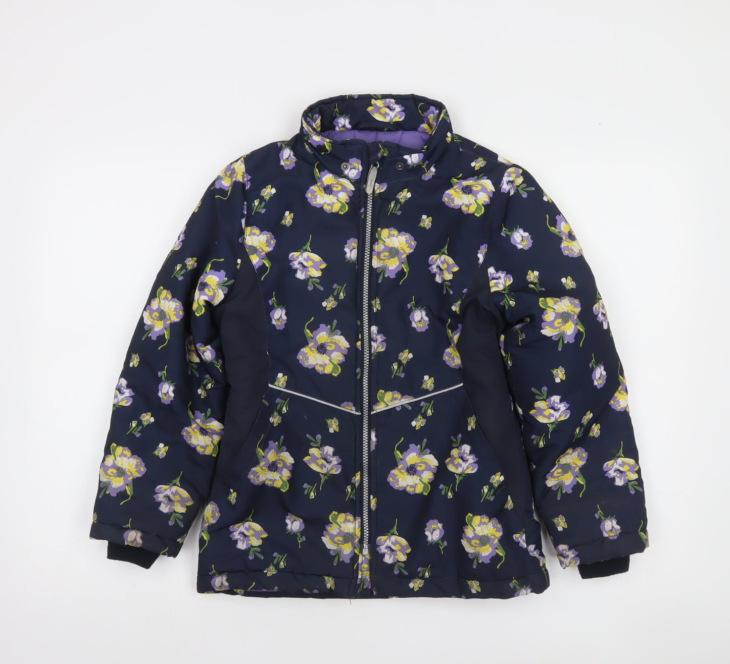 Name It Girls Blue Floral Puffer Jacket 10 Years Winter Full Zip
