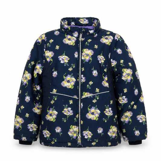 Name It Girls Blue Floral Puffer Jacket 10 Years Winter Full Zip