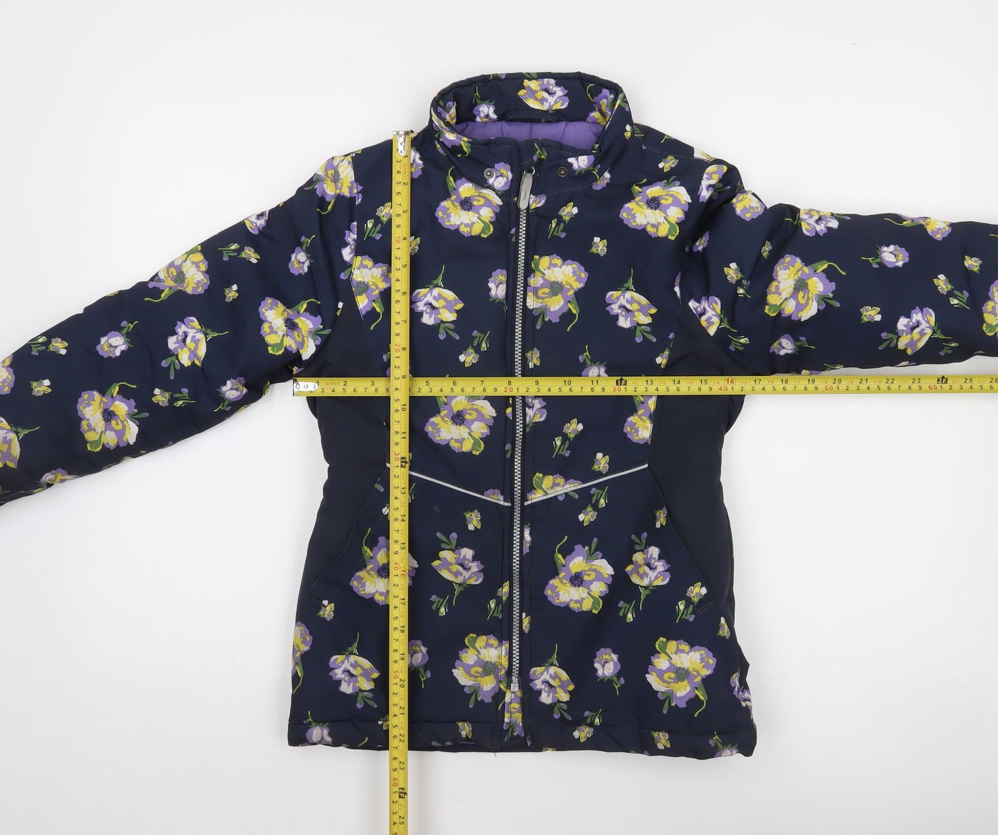 Name It Girls Blue Floral Puffer Jacket 10 Years Winter Full Zip