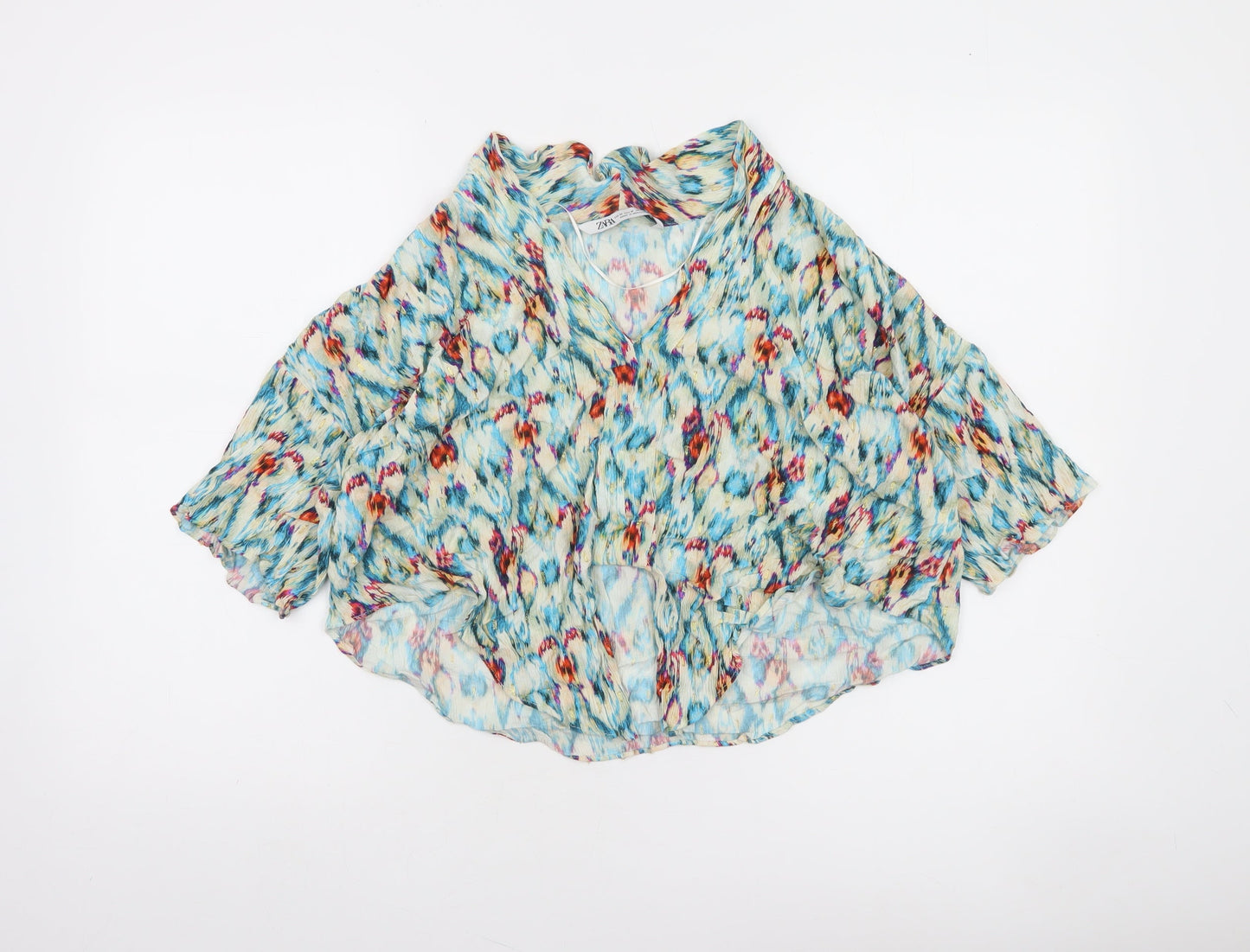 Zara Womens Multicoloured Cropped Viscose Blouse Size 12