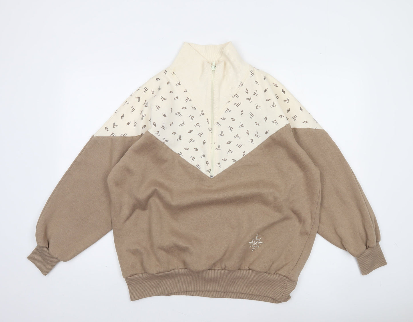 Marks and Spencer Women Beige Cream 1/4 Zip Sweatshirt Size 12-14