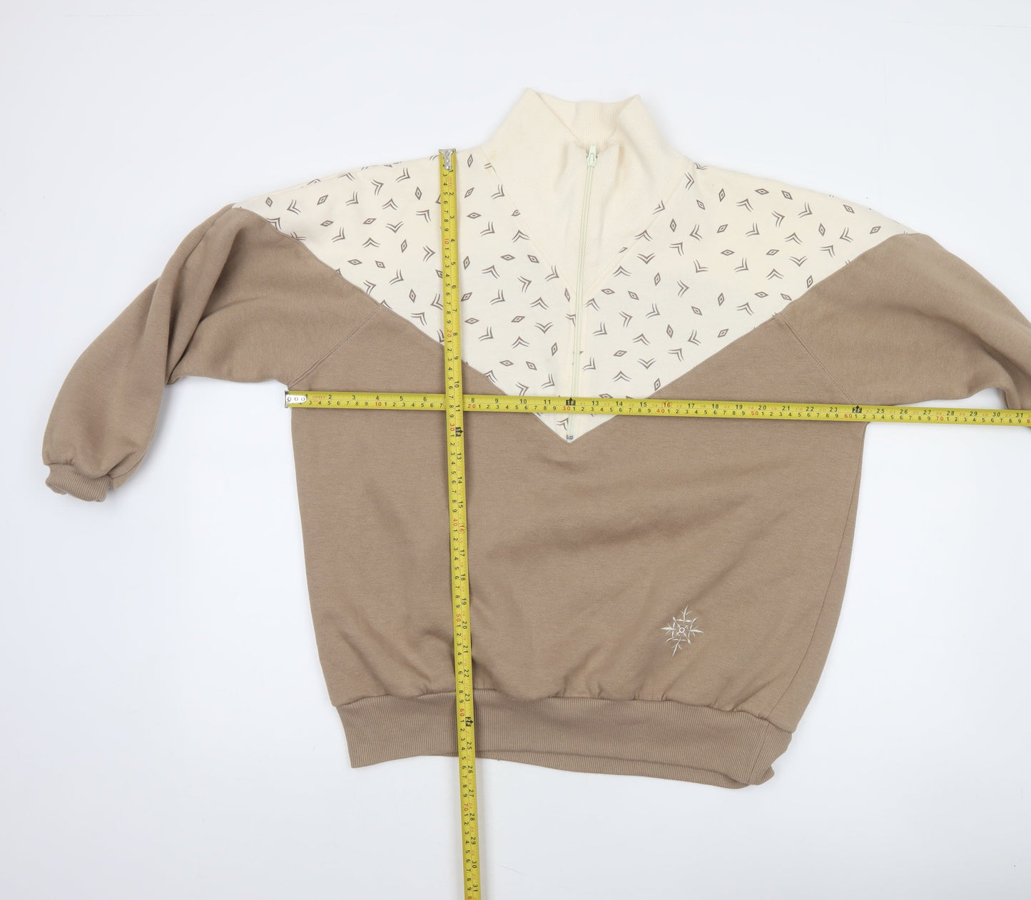 Marks and Spencer Women Beige Cream 1/4 Zip Sweatshirt Size 12-14