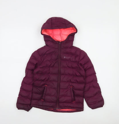 Mountain Warehouse Girls Purple Hooded Puffer Jacket 5-6 Years Water Resistant