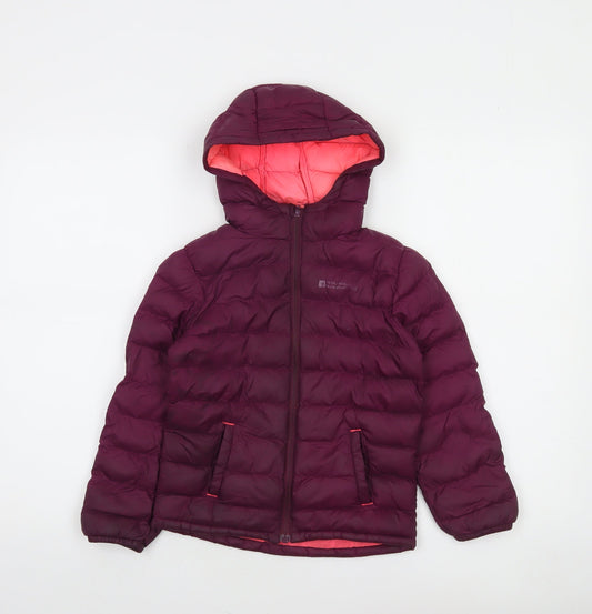 Mountain Warehouse Girls Purple Hooded Puffer Jacket 5-6 Years Water Resistant