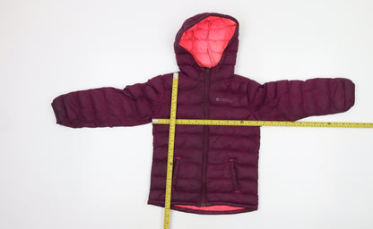 Mountain Warehouse Girls Purple Hooded Puffer Jacket 5-6 Years Water Resistant