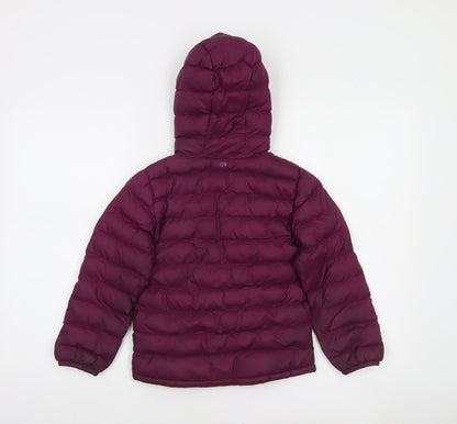 Mountain Warehouse Girls Purple Hooded Puffer Jacket 5-6 Years Water Resistant