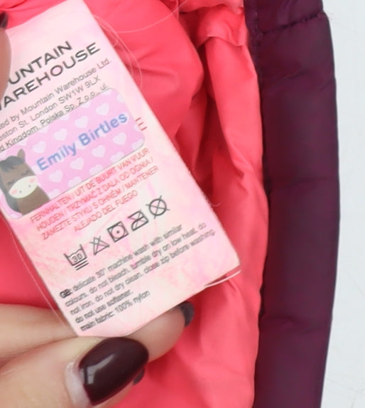 Mountain Warehouse Girls Purple Hooded Puffer Jacket 5-6 Years Water Resistant