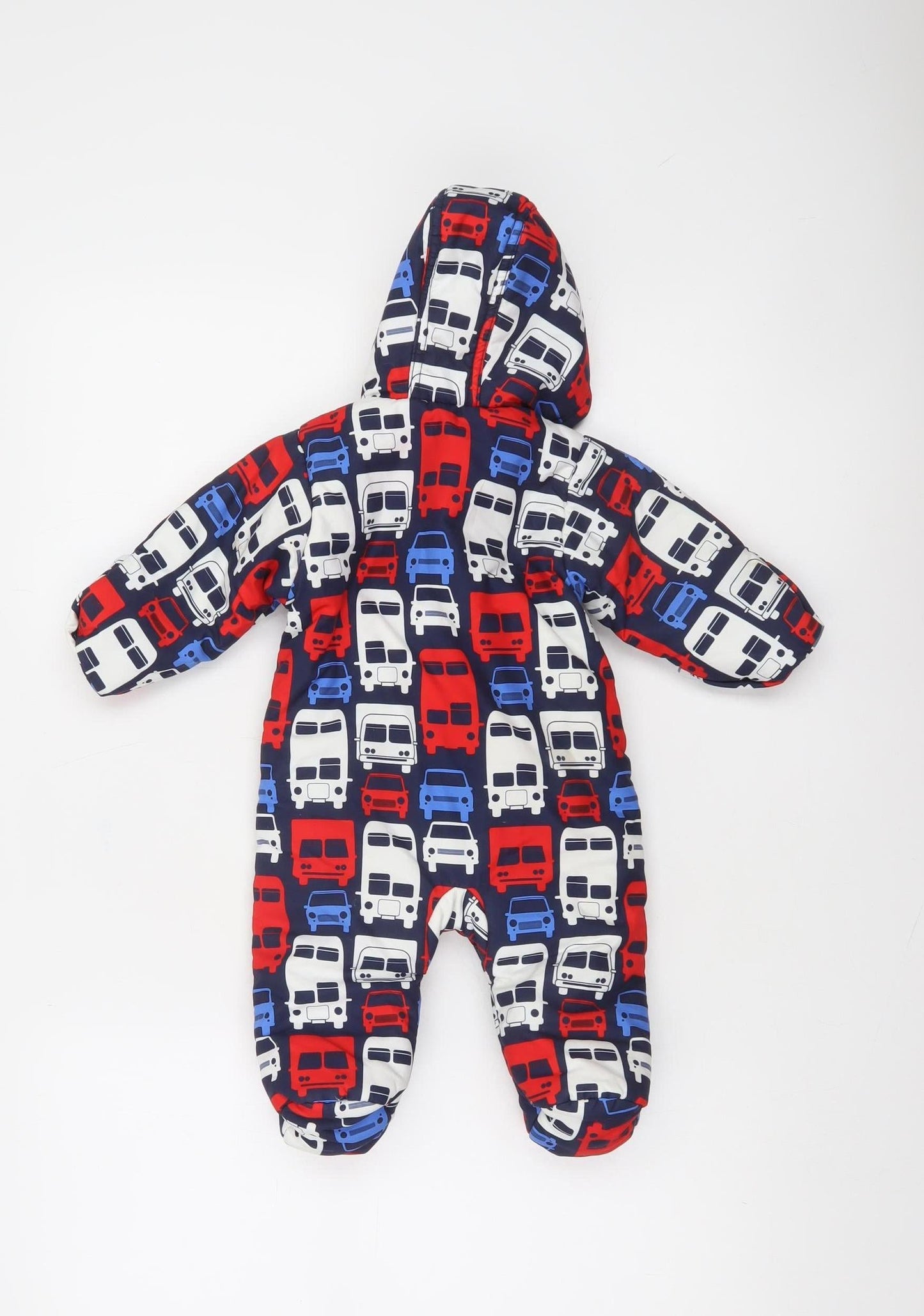 Marks and Spencer Unisex Baby Navy Multicoloured 0-3 Months Snowsuit Hooded Lined Polyester
