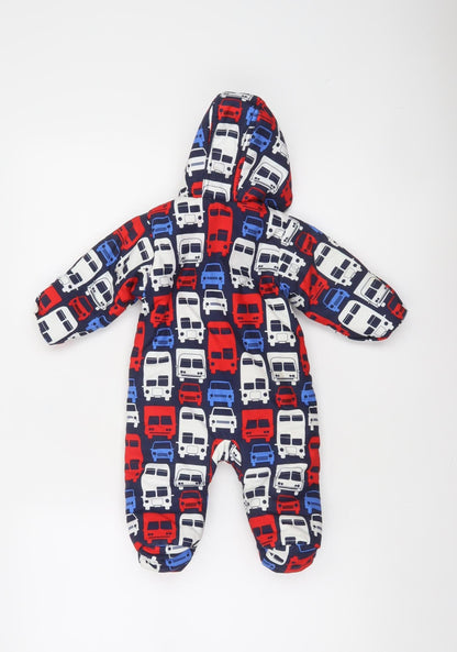 Marks and Spencer Unisex Baby Navy Multicoloured 0-3 Months Snowsuit Hooded Lined Polyester
