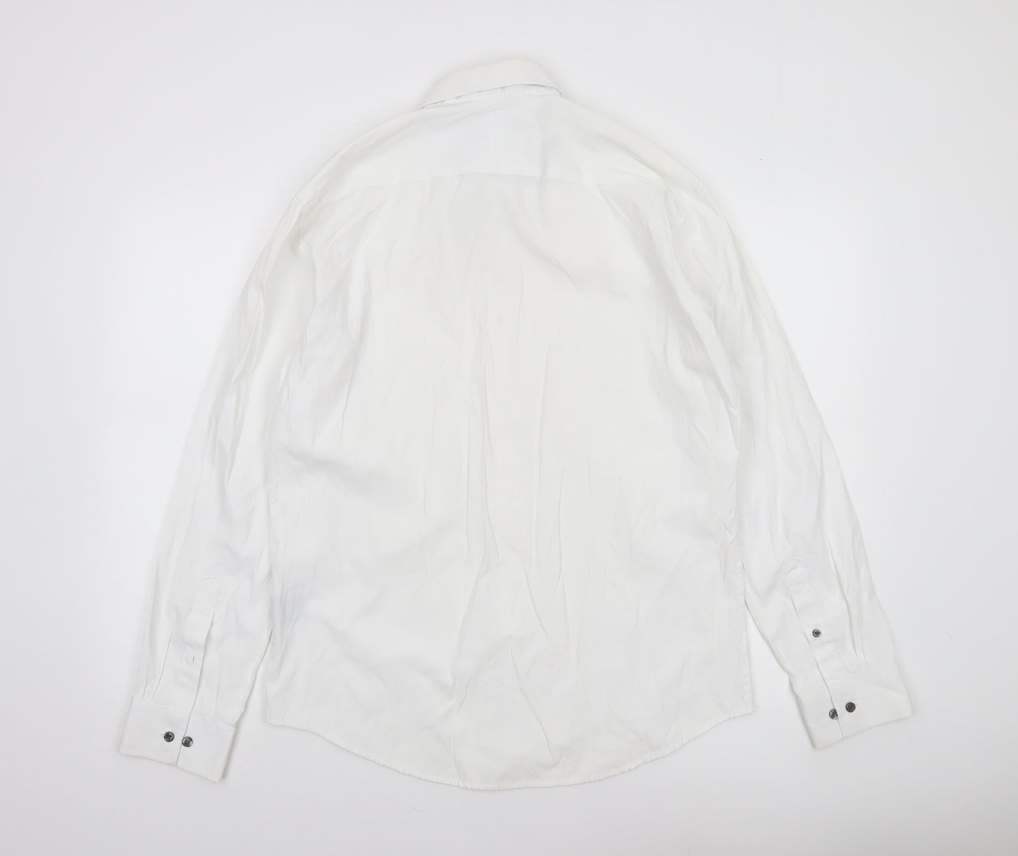 Tarocash Men's White Long Sleeve Button-Up Shirt Size L