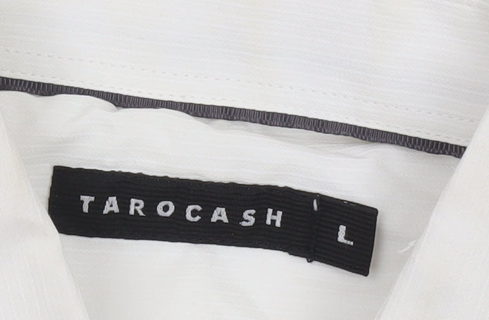 Tarocash Men's White Long Sleeve Button-Up Shirt Size L