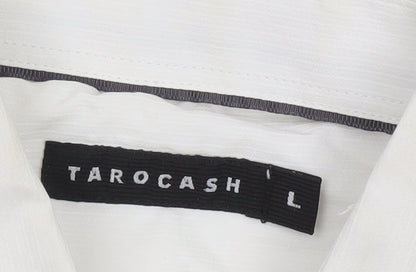Tarocash Men's White Long Sleeve Button-Up Shirt Size L