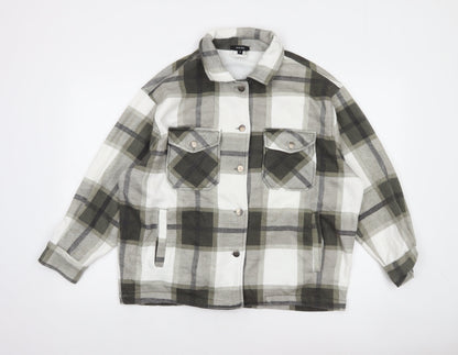 Rising Men's Grey Check Flannel Jacket Size S Button Casual Style