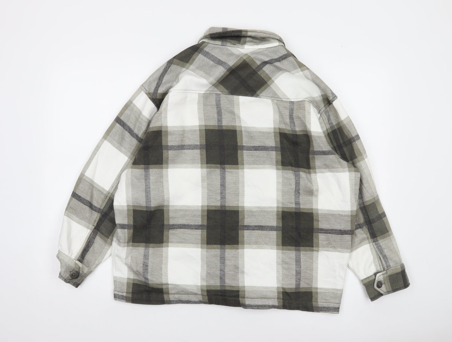 Rising Men's Grey Check Flannel Jacket Size S Button Casual Style