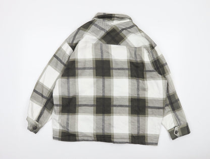 Rising Men's Grey Check Flannel Jacket Size S Button Casual Style
