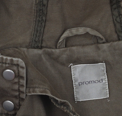 Promod Women’s Brown Cotton Hooded Parka Jacket Size 10