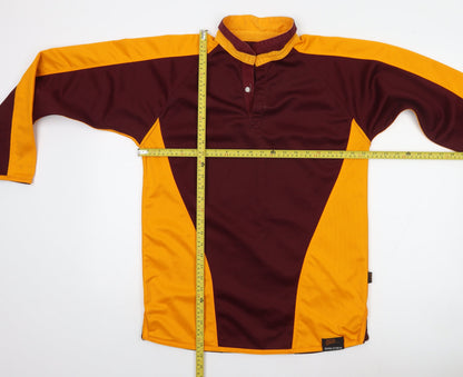 Falcon Men's Brown and Yellow Rugby Henley Sweatshirt M