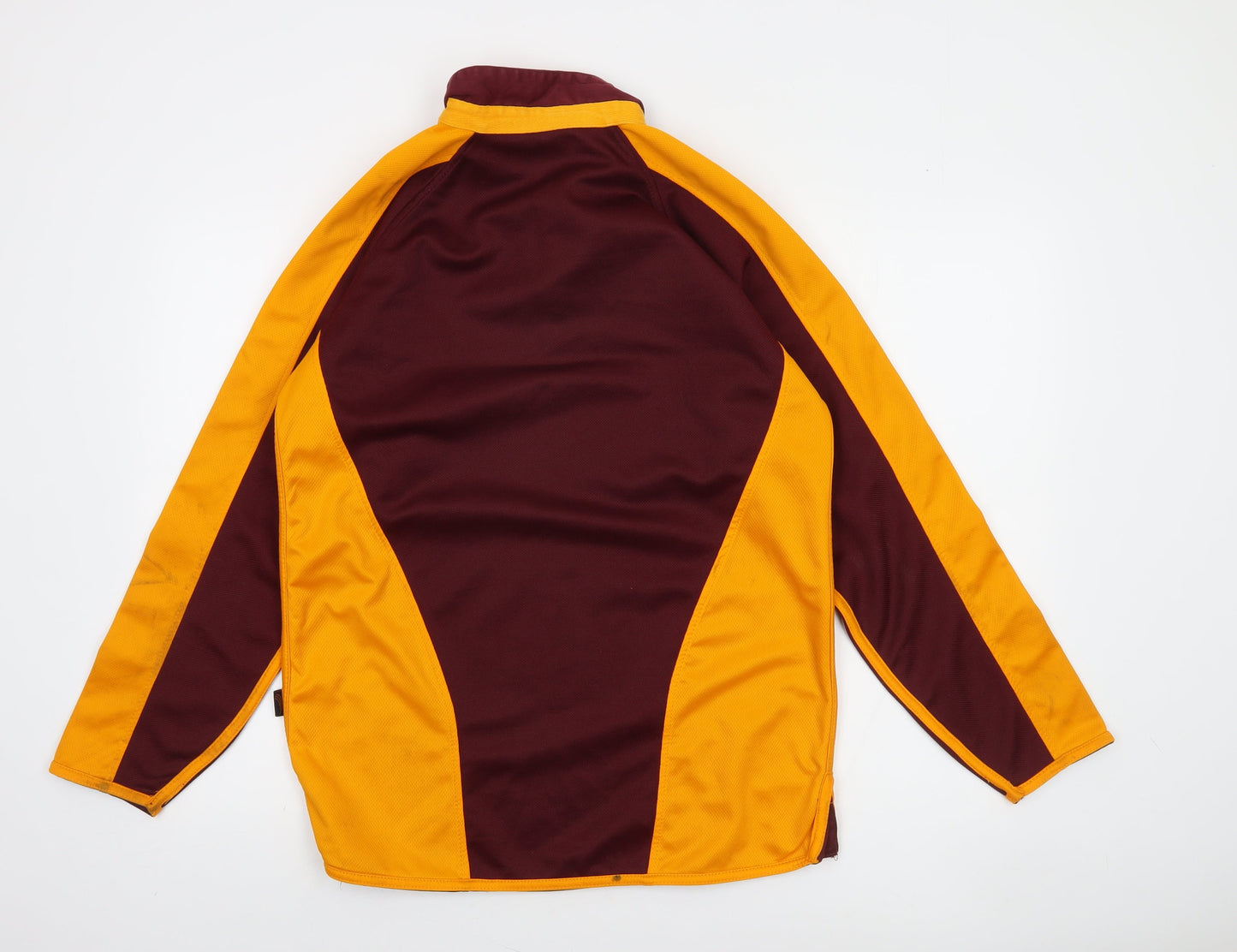 Falcon Men's Brown and Yellow Rugby Henley Sweatshirt M