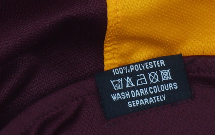 Falcon Men's Brown and Yellow Rugby Henley Sweatshirt M