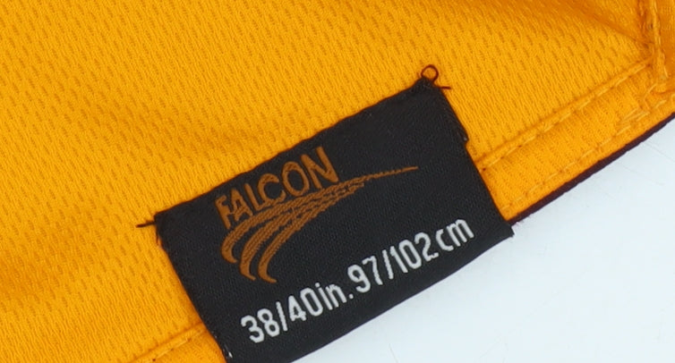 Falcon Men's Brown and Yellow Rugby Henley Sweatshirt M