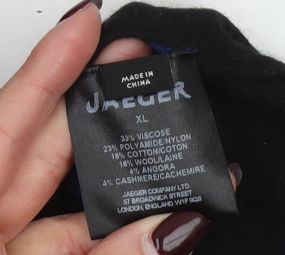 Jaeger Women’s Blue Black Striped Bodycon Knit Dress XL