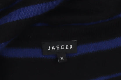 Jaeger Women’s Blue Black Striped Bodycon Knit Dress XL