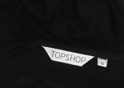 Topshop Women’s Black Midi Wrap Dress Size 10 Long Sleeve