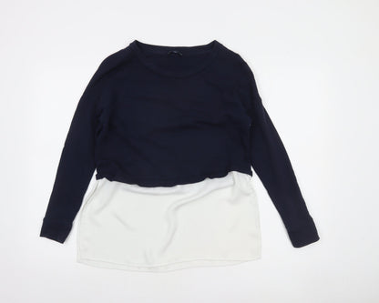 French Connection Women's Multicoloured XS Cropped Long Sleeve Blouse
