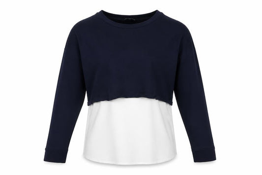 French Connection Women's Multicoloured XS Cropped Long Sleeve Blouse