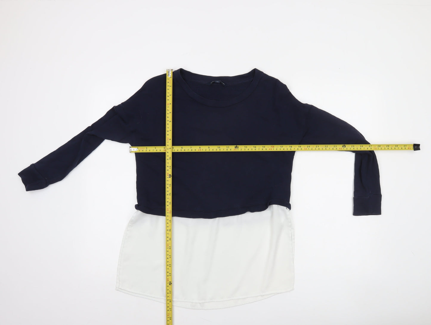 French Connection Women's Multicoloured XS Cropped Long Sleeve Blouse