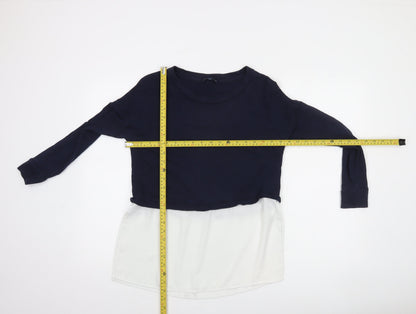 French Connection Women's Multicoloured XS Cropped Long Sleeve Blouse