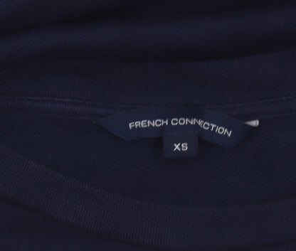 French Connection Women's Multicoloured XS Cropped Long Sleeve Blouse