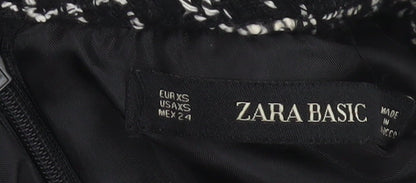 Zara Basic Women's Black Tweed Sleeveless Playsuit XS Bouclé Look